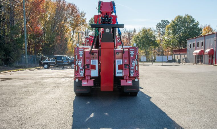 13851N Red 2023 Peterbilt_389 Jerr-Dan 60-Ton Heavy Wrecker