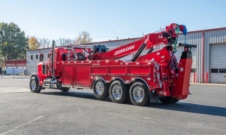 13851N Red 2023 Peterbilt_389 Jerr-Dan 60-Ton Heavy Wrecker