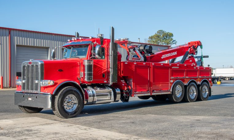 13851N Red 2023 Peterbilt_389 Jerr-Dan 60-Ton Heavy Wrecker