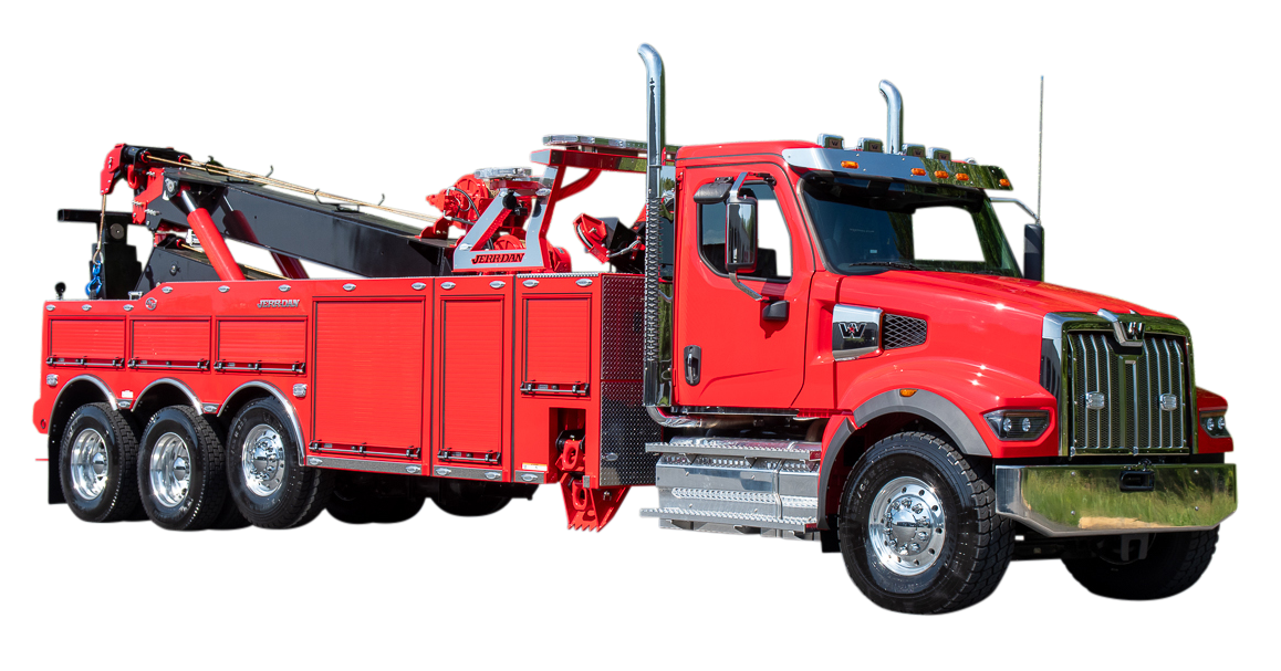 Red Western Star 49X tri-axle heavy-duty wrecker, upfit by East Coast Truck & Trailer Sales